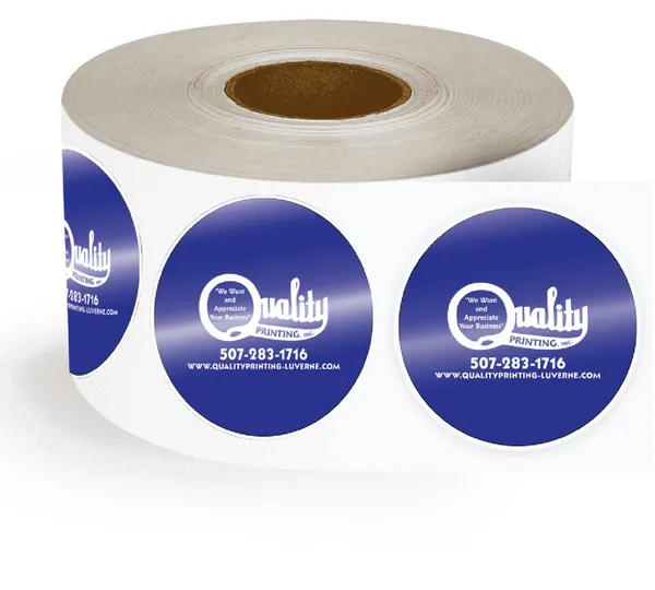 Roll labels in gloss, matte, metallic, and paper